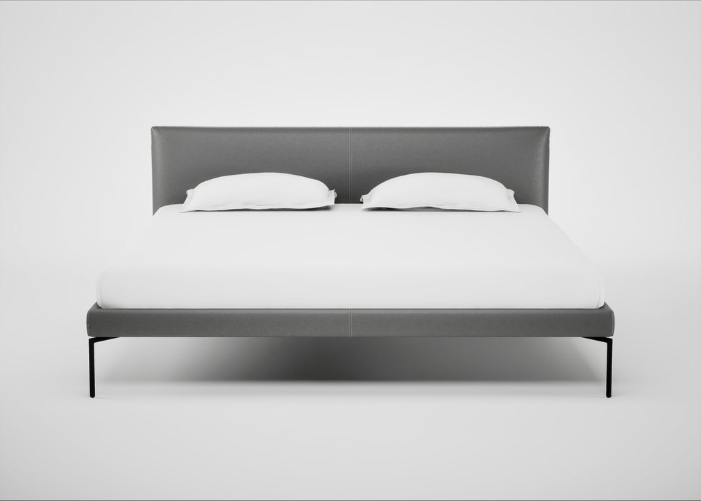 Matera Bed Super King / Daino Leather Steel / Black