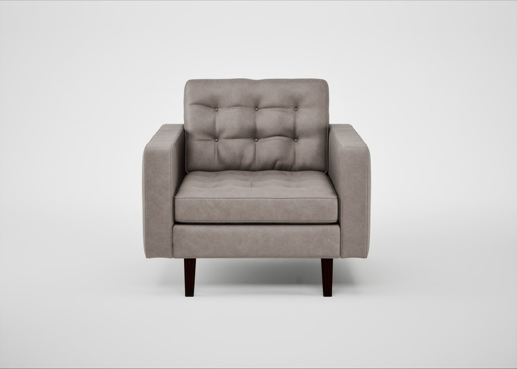Hepburn Armchair Leather Grain Light Grey 060 / Wenge Black