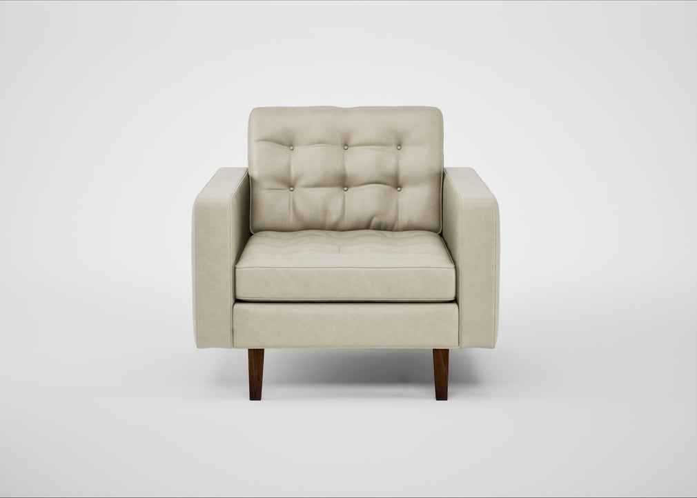 Hepburn Armchair Leather Grain Storm 006 / Walnut