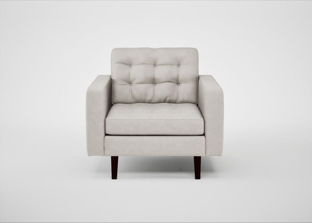 Hepburn Armchair Leather Grain White 000 / Wenge Black