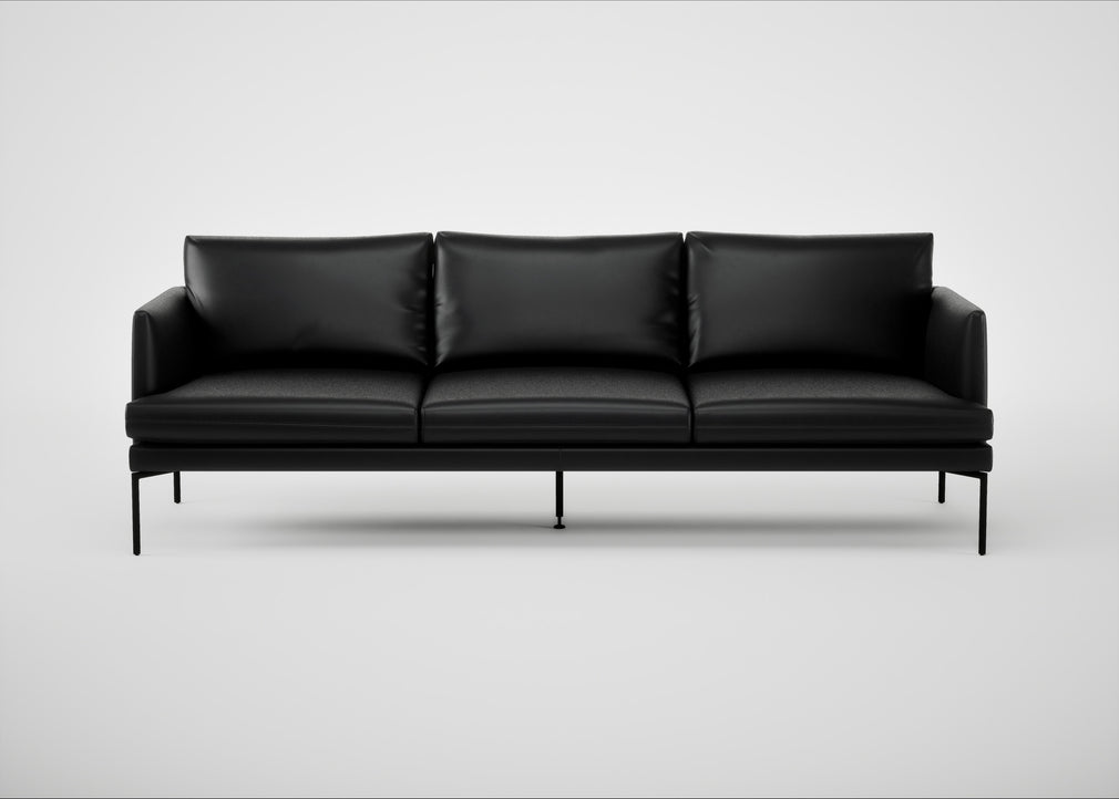 Matera 4 Seater Sofa Leather Stonewash Black 263 / Black