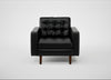 Hepburn Armchair Leather Stonewash Black 263 / Walnut