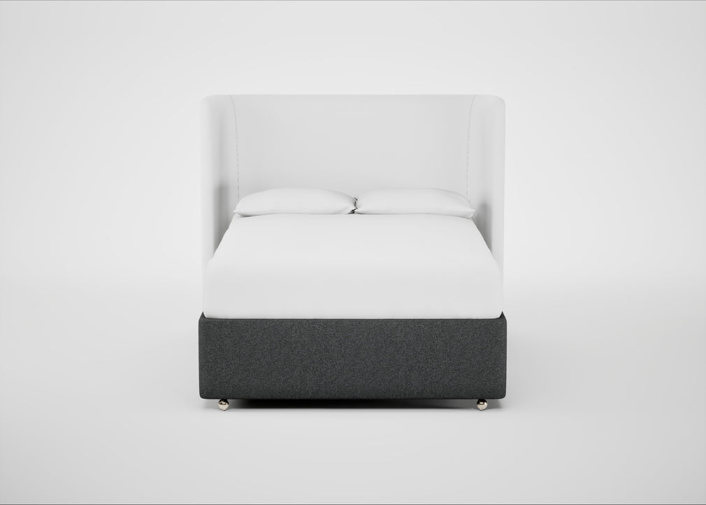 Deep Divan Bed Base Double / 2 Footend 2 Continental / Melton Wool Granite