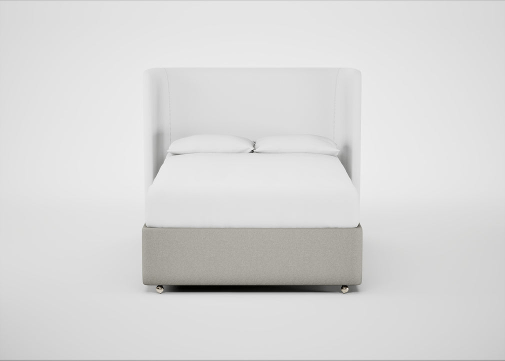 Deep Divan Bed Base Double / 2 Footend 2 Continental / Melton Wool Limestone