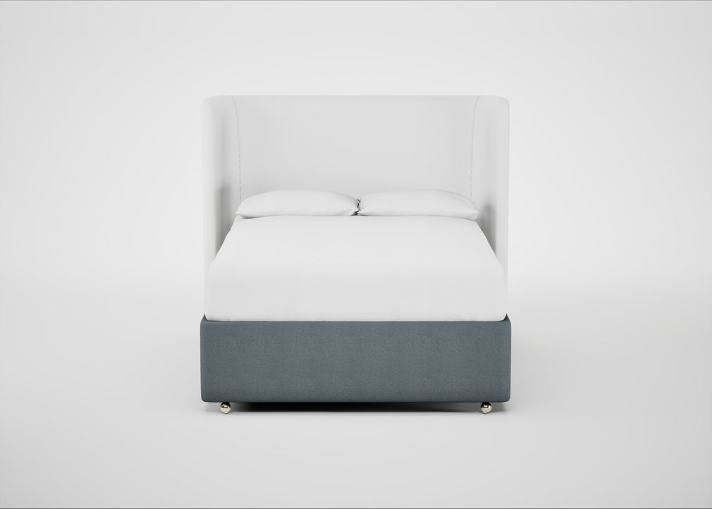 Deep Divan Bed Base Double / 2 Footend 2 Continental / Capelo Linen-Cotton Mineral