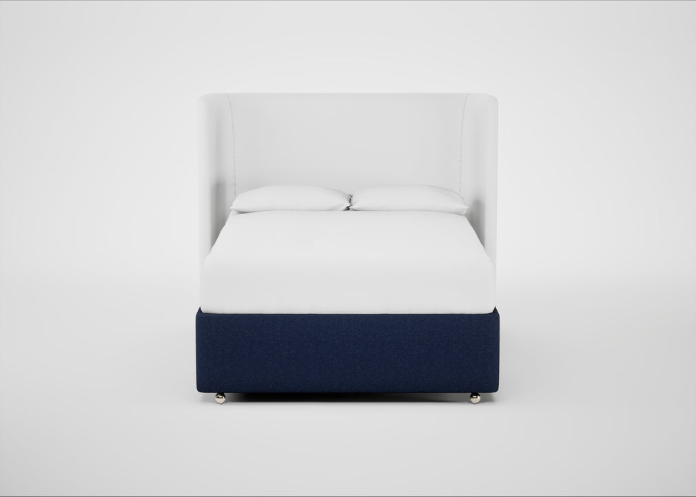 Deep Divan Bed Base Double / 2 Footend / Melton Wool New Navy