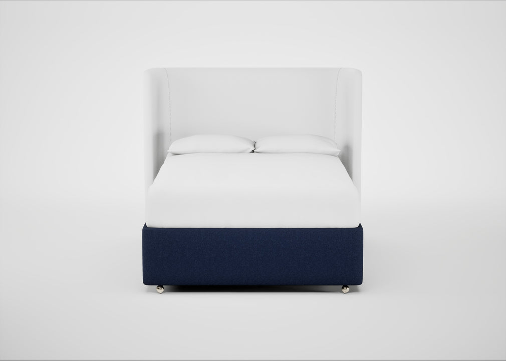Deep Divan Bed Base Double / 2 Footend 2 Continental / Melton Wool New Navy