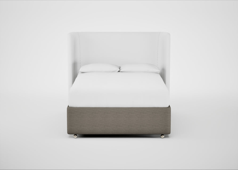 Deep Divan Bed Base Double / 2 Footend / Broad Weave Pebble