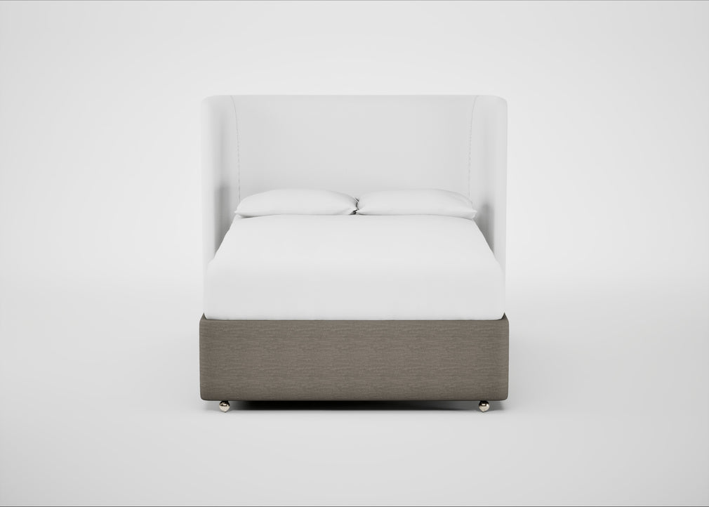Deep Divan Bed Base Double / 2 Footend 2 Continental / Broad Weave Pebble