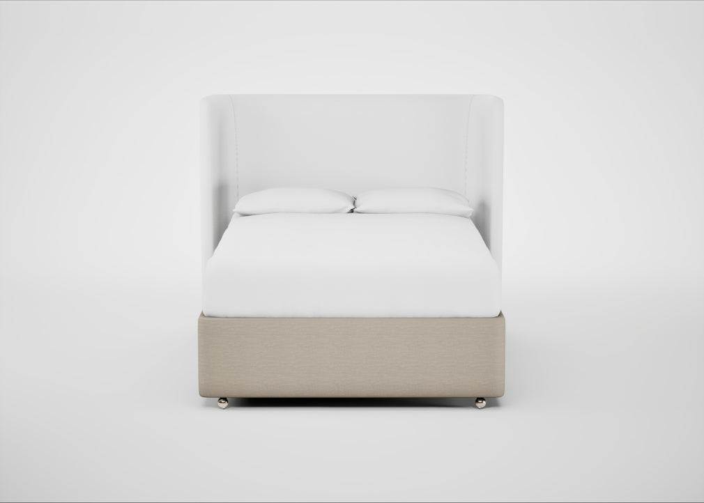 Deep Divan Bed Base Double / 2 Footend / Broad Weave Putty