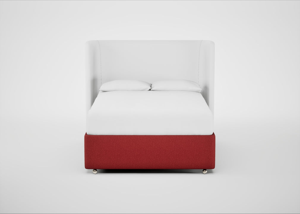 Deep Divan Bed Base Double / 2 Footend / Melton Wool Red Oxide