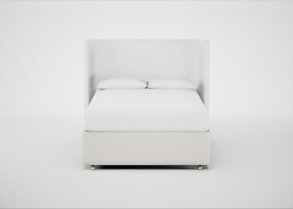 Deep Divan Bed Base Double / 2 Footend / Capelo Linen-Cotton Sea Salt