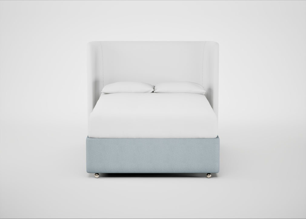 Deep Divan Bed Base Double / 2 Footend / Capelo Linen-Cotton Sea Shanty