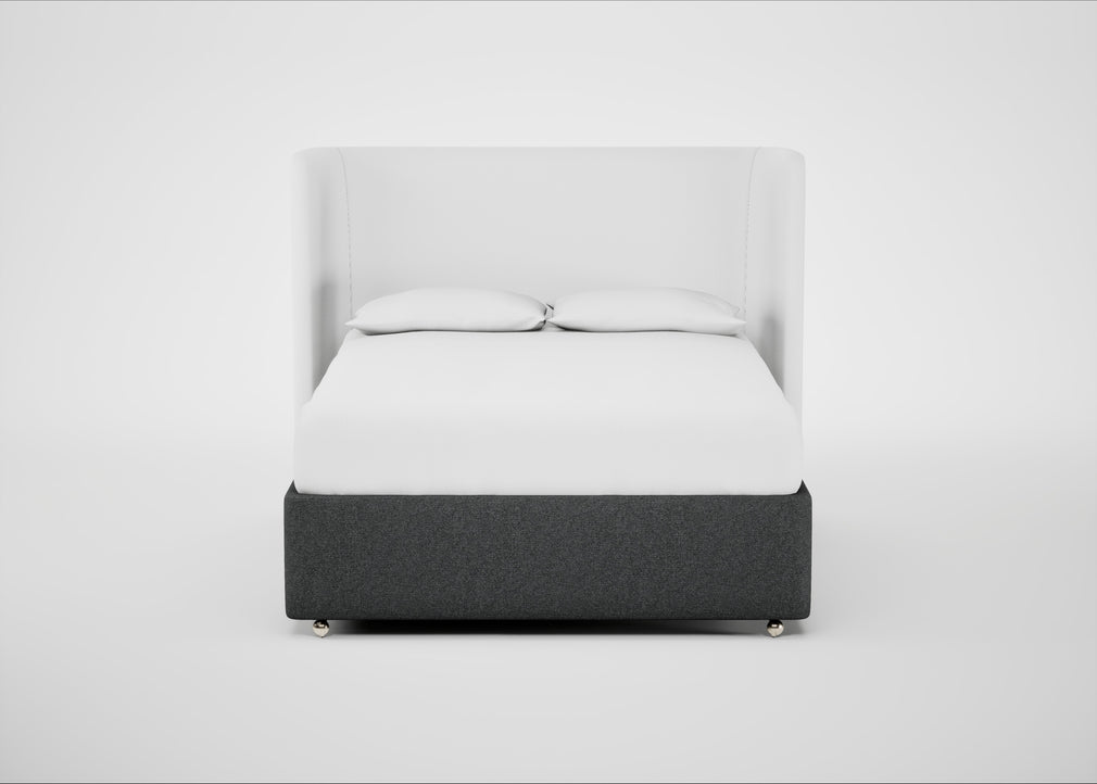 Deep Divan Bed Base King / 2 Footend / Melton Wool Granite