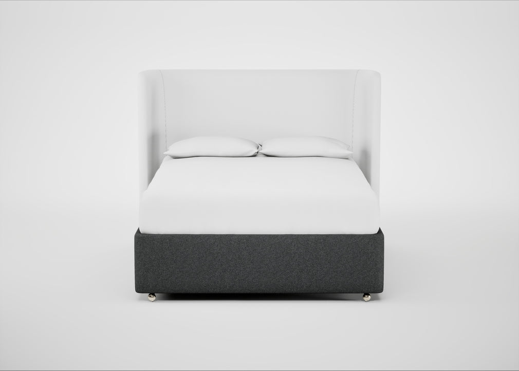Deep Divan Bed Base King / 2 Footend 2 Continental / Melton Wool Granite