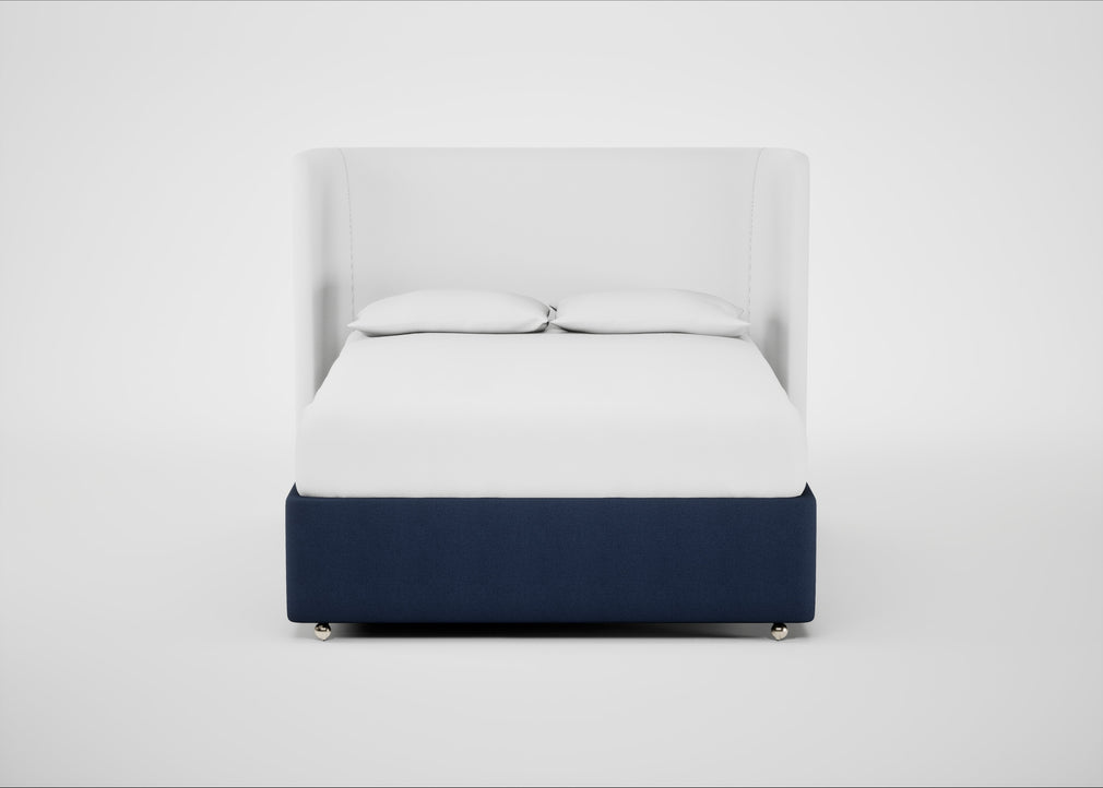 Deep Divan Bed Base King / 2 Footend 2 Continental / Capelo Linen-Cotton Inkspot
