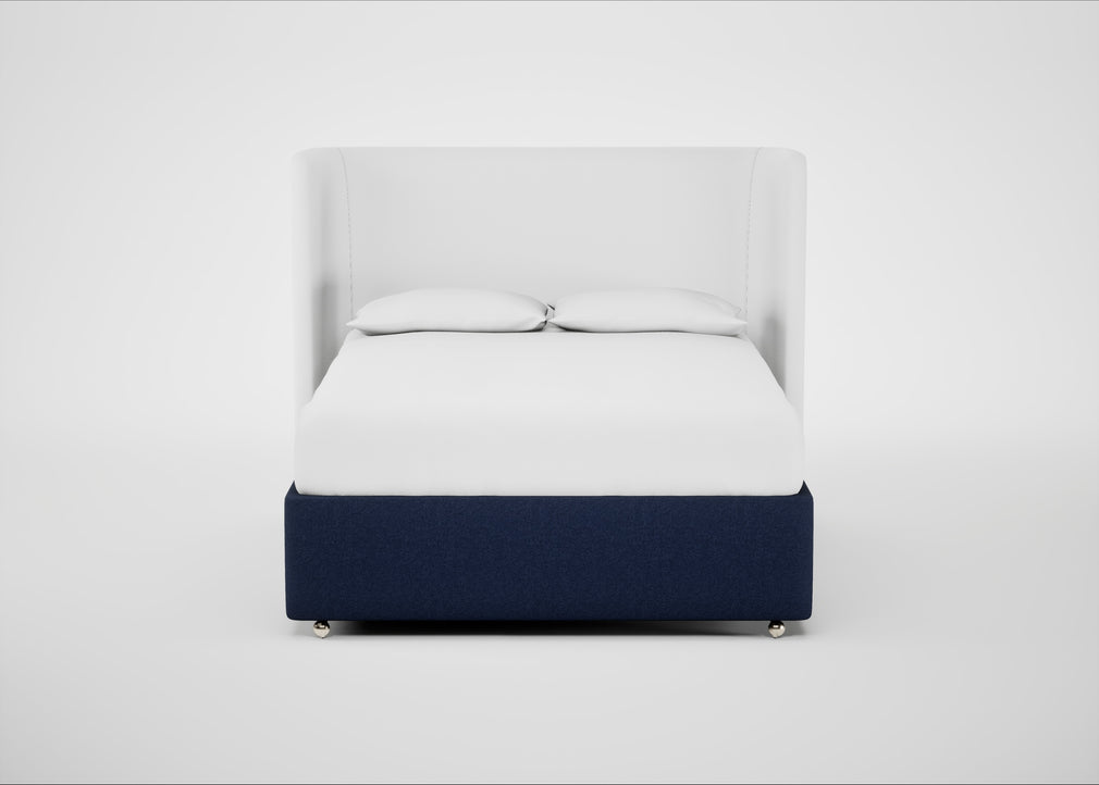 Deep Divan Bed Base King / 2 Footend 2 Continental / Melton Wool New Navy