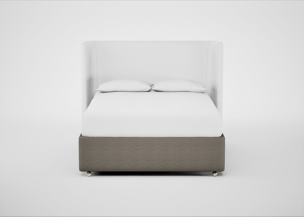 Deep Divan Bed Base King / 2 Footend / Broad Weave Pebble