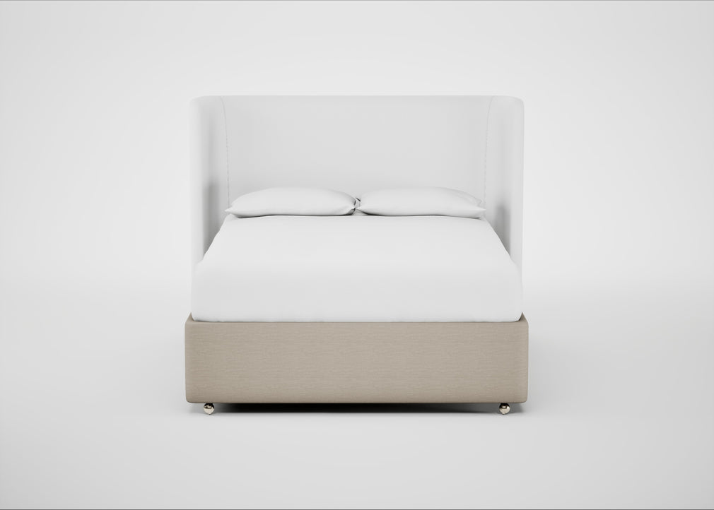 Deep Divan Bed Base King / 2 Footend 2 Continental / Broad Weave Putty