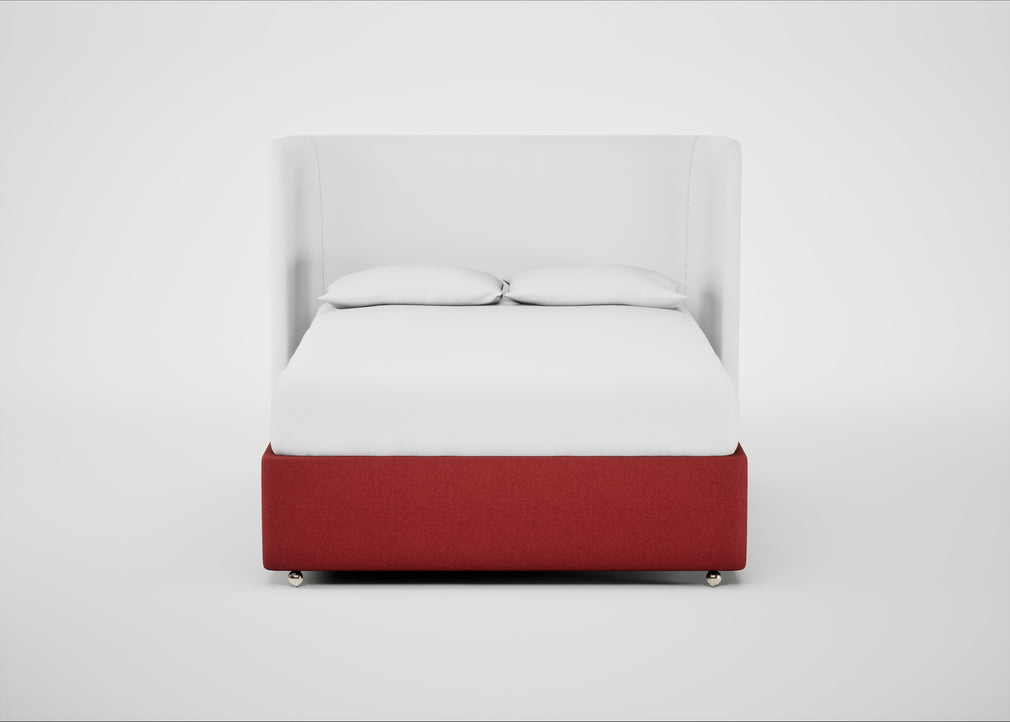 Deep Divan Bed Base King / 2 Footend / Melton Wool Red Oxide