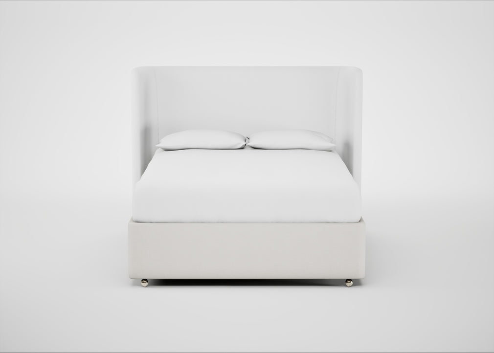 Deep Divan Bed Base King / 2 Footend / Capelo Linen-Cotton Sea Salt