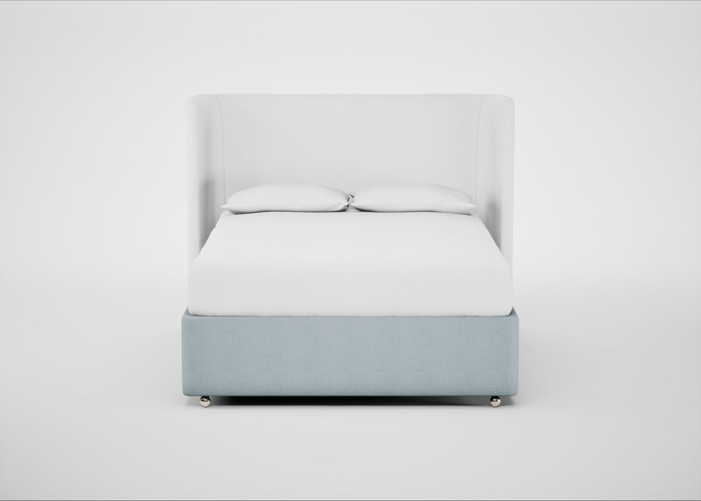 Deep Divan Bed Base King / 2 Footend / Capelo Linen-Cotton Sea Shanty