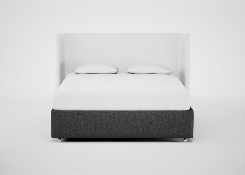 Deep Divan Bed Base Super King / 2 Footend / Melton Wool Granite