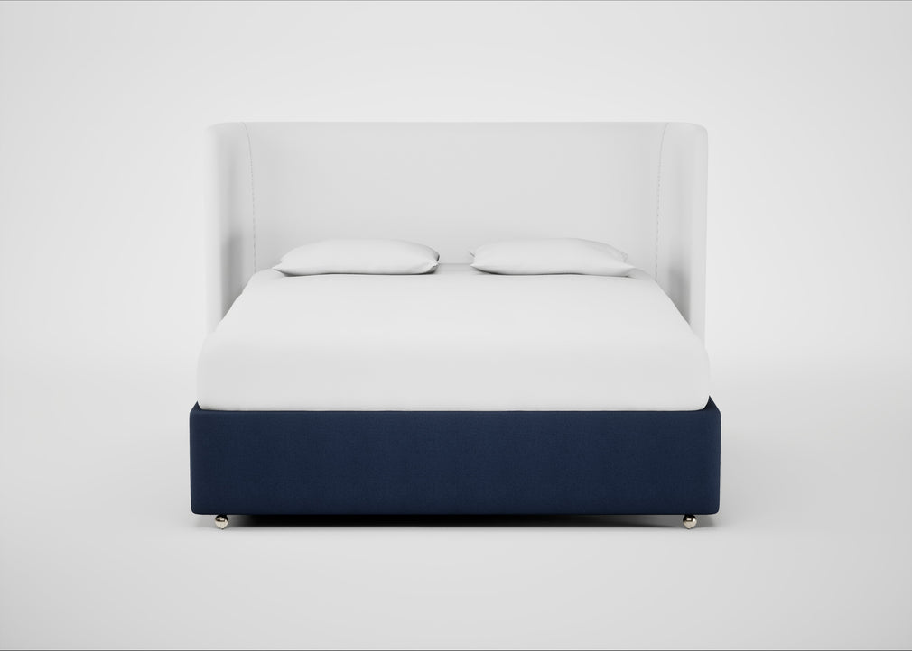 Deep Divan Bed Base Super King / 2 Footend 2 Continental / Capelo Linen-Cotton Inkspot