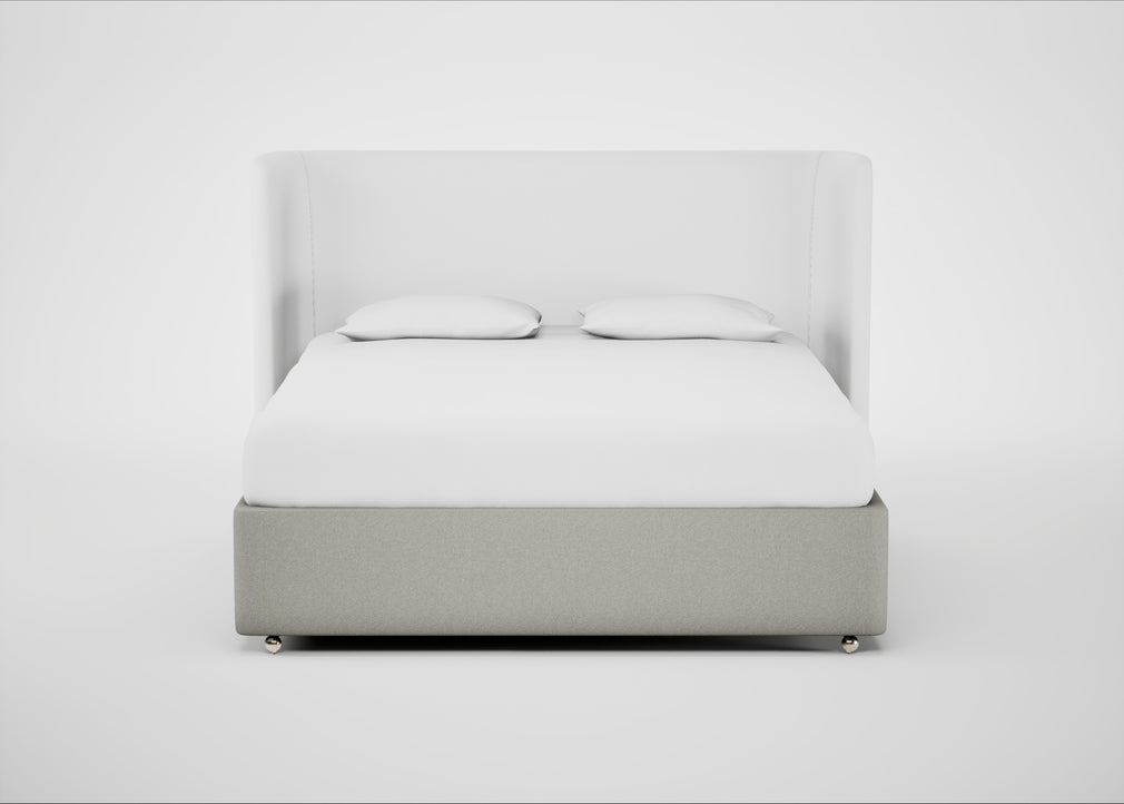 Deep Divan Bed Base Super King / 2 Footend / Melton Wool Limestone