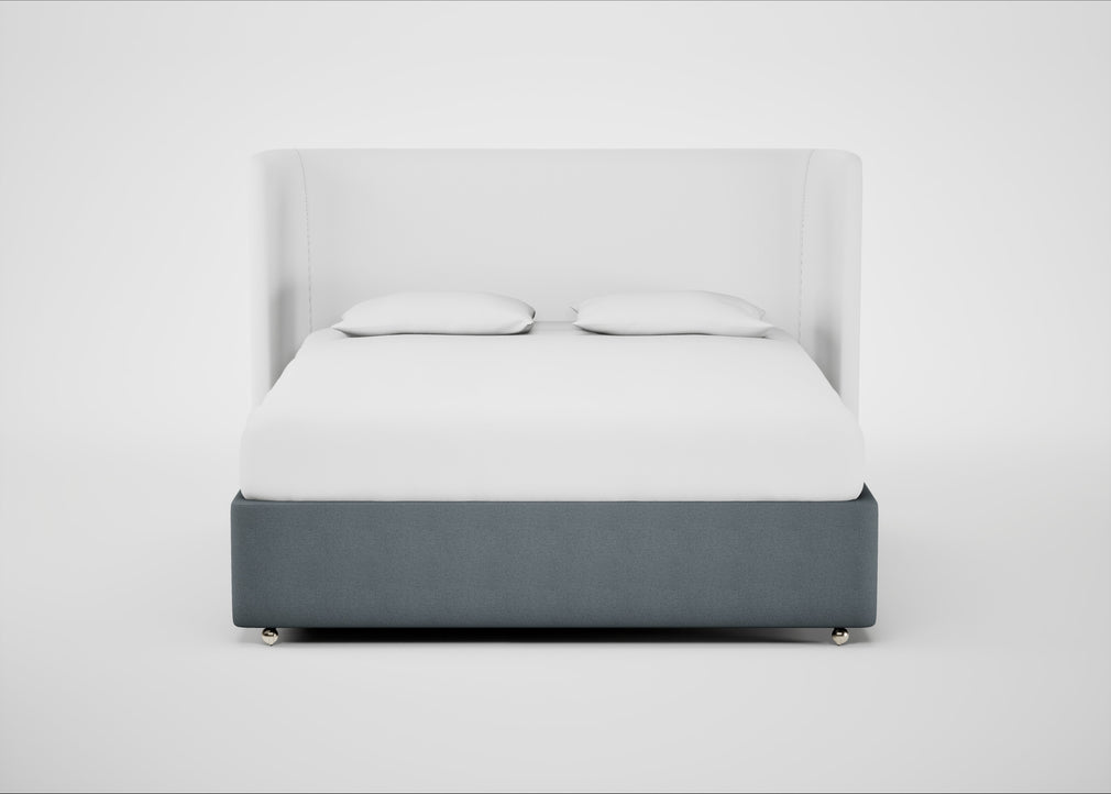 Deep Divan Bed Base Super King / 2 Footend / Capelo Linen-Cotton Mineral