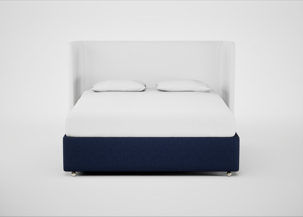 Deep Divan Bed Base Super King / 2 Footend / Melton Wool New Navy