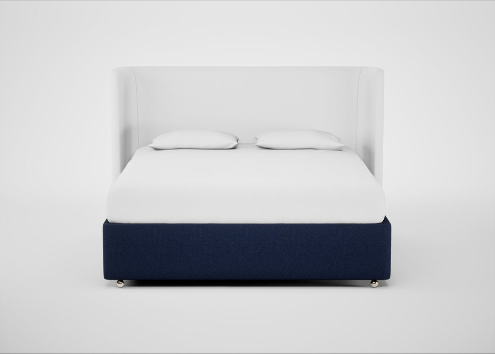 Deep Divan Bed Base Super King / 2 Footend 2 Continental / Melton Wool New Navy
