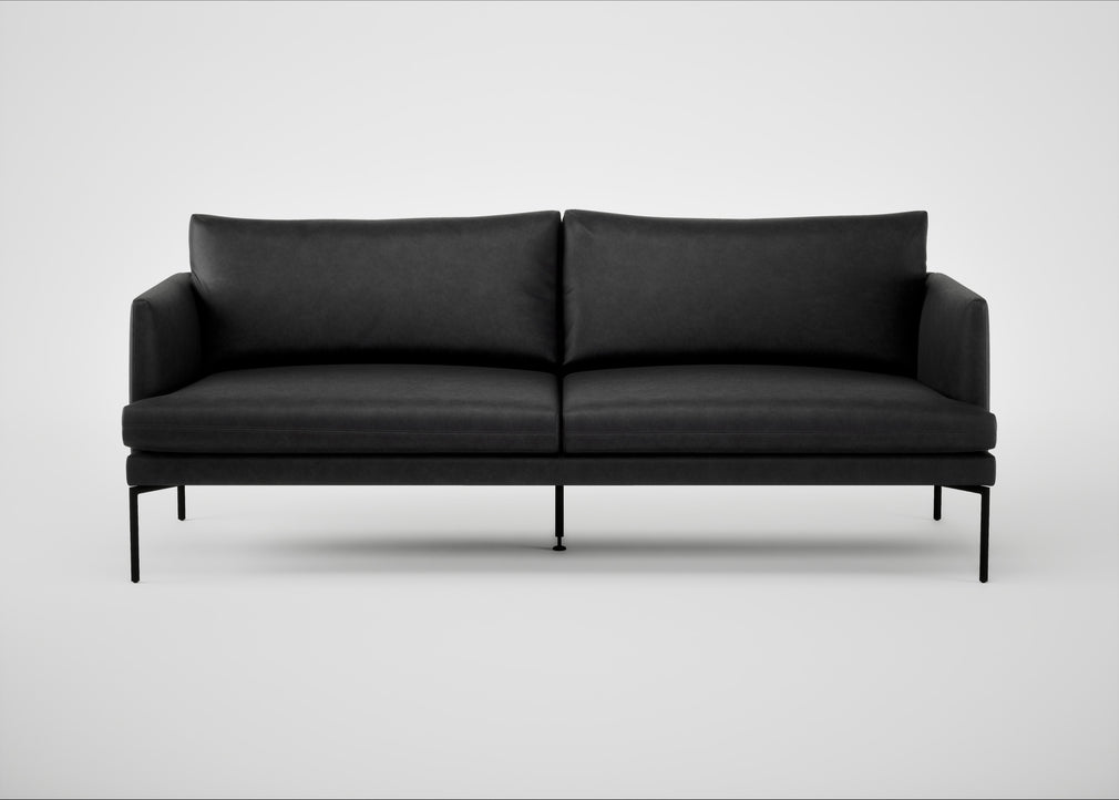 Matera 3 Seater Sofa Leather Grain Graphite 063 / Black