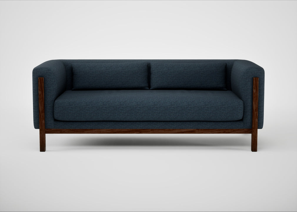 Massimo 3 Seater Sofa Siena Cotton Deep Sea / Walnut