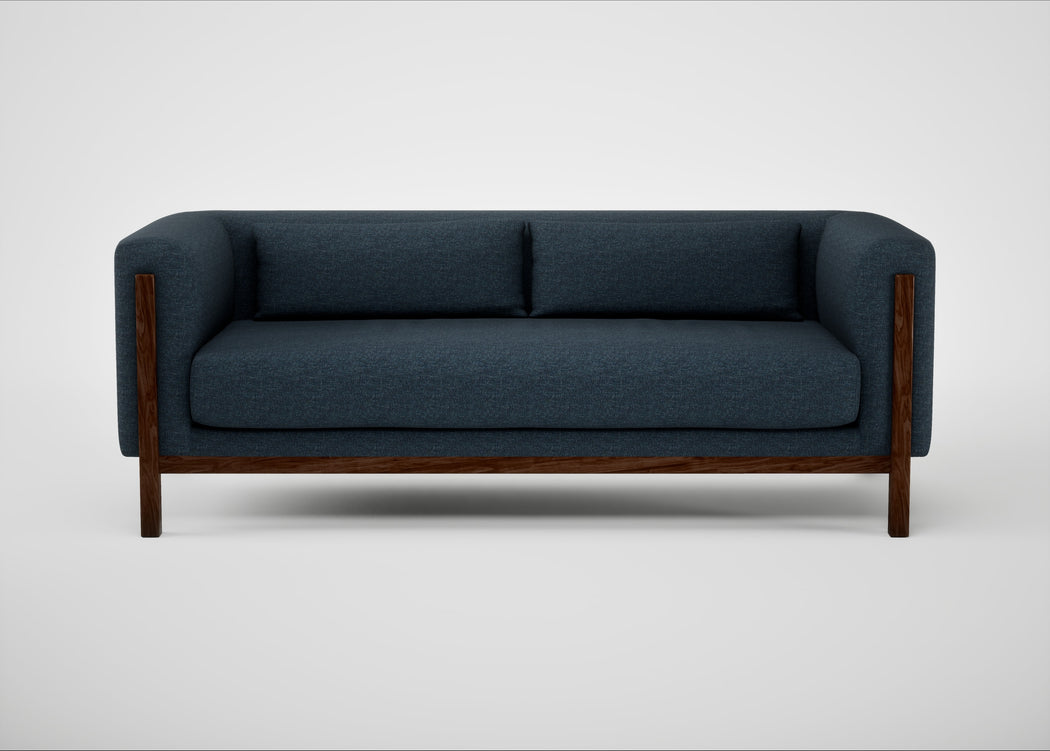 Massimo 3 Seater Sofa Siena Cotton Deep Sea / Walnut