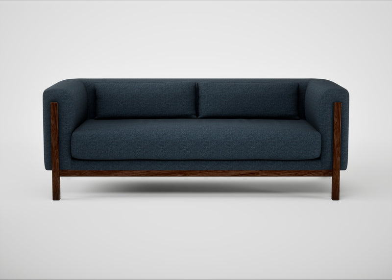 Massimo 3 Seater Sofa Siena Cotton Deep Sea / Walnut