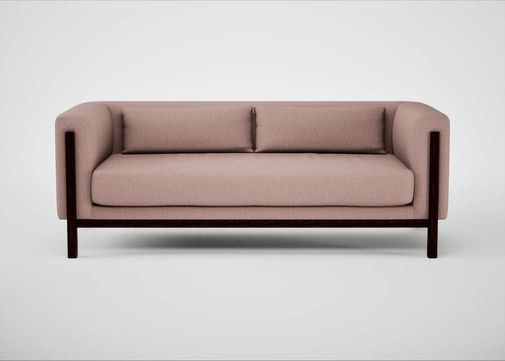 Massimo 3 Seater Sofa Siena Cotton Dusky Pink / Black Ash
