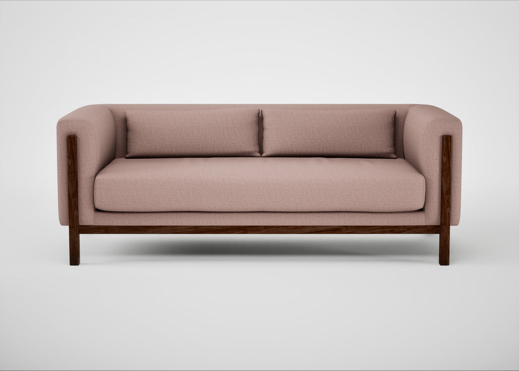 Massimo 3 Seater Sofa Siena Cotton Dusky Pink / Walnut