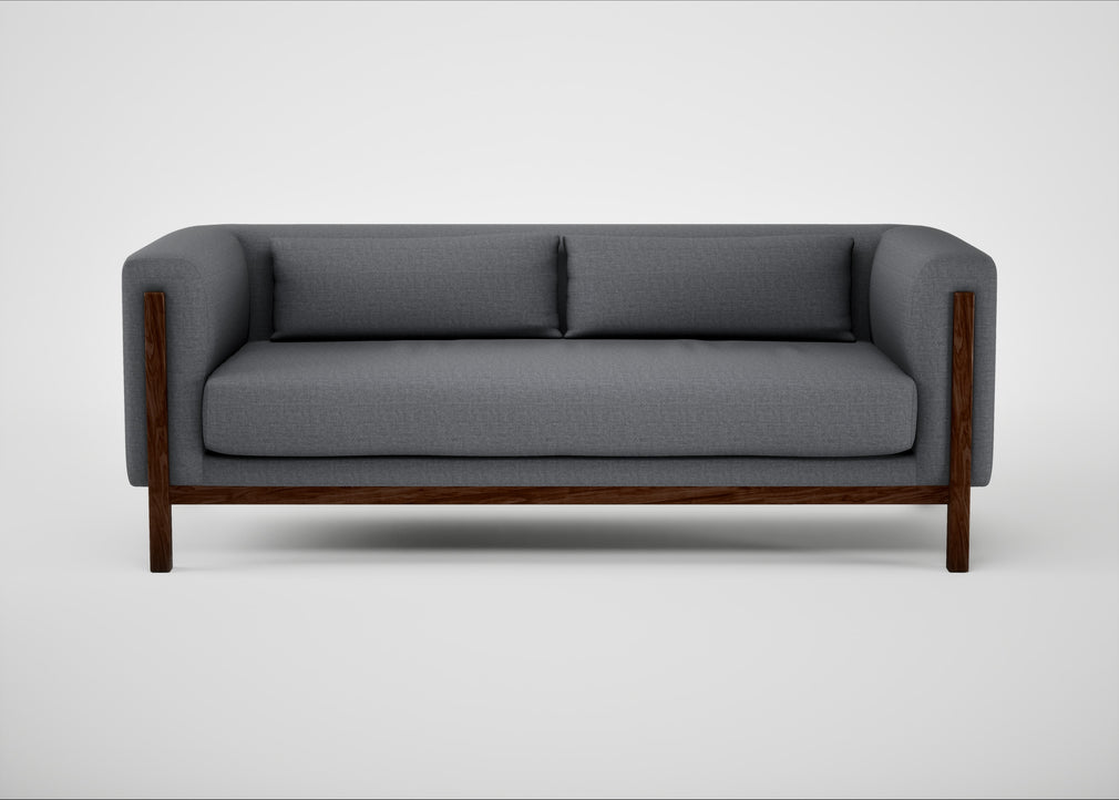 Massimo 3 Seater Sofa Siena Cotton Shale Grey / Walnut