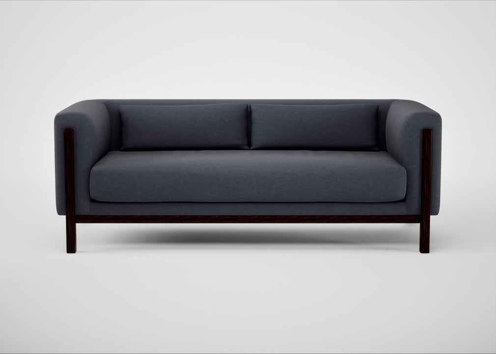 Massimo 3 Seater Sofa Luxury Leather Anthracite / Black Ash
