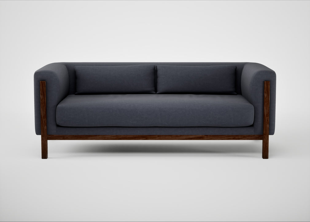 Massimo 3 Seater Sofa Luxury Leather Anthracite / Walnut