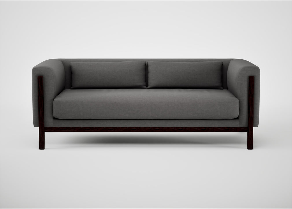 Massimo 3 Seater Sofa Luxury Leather Slate / Black Ash