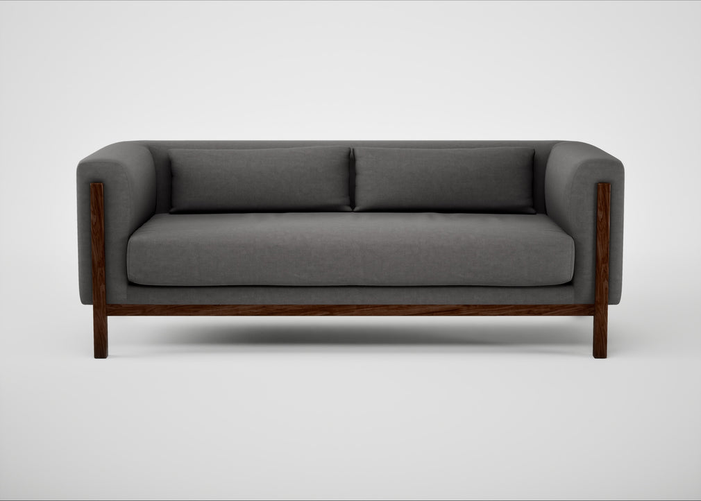 Massimo 3 Seater Sofa Luxury Leather Slate / Walnut
