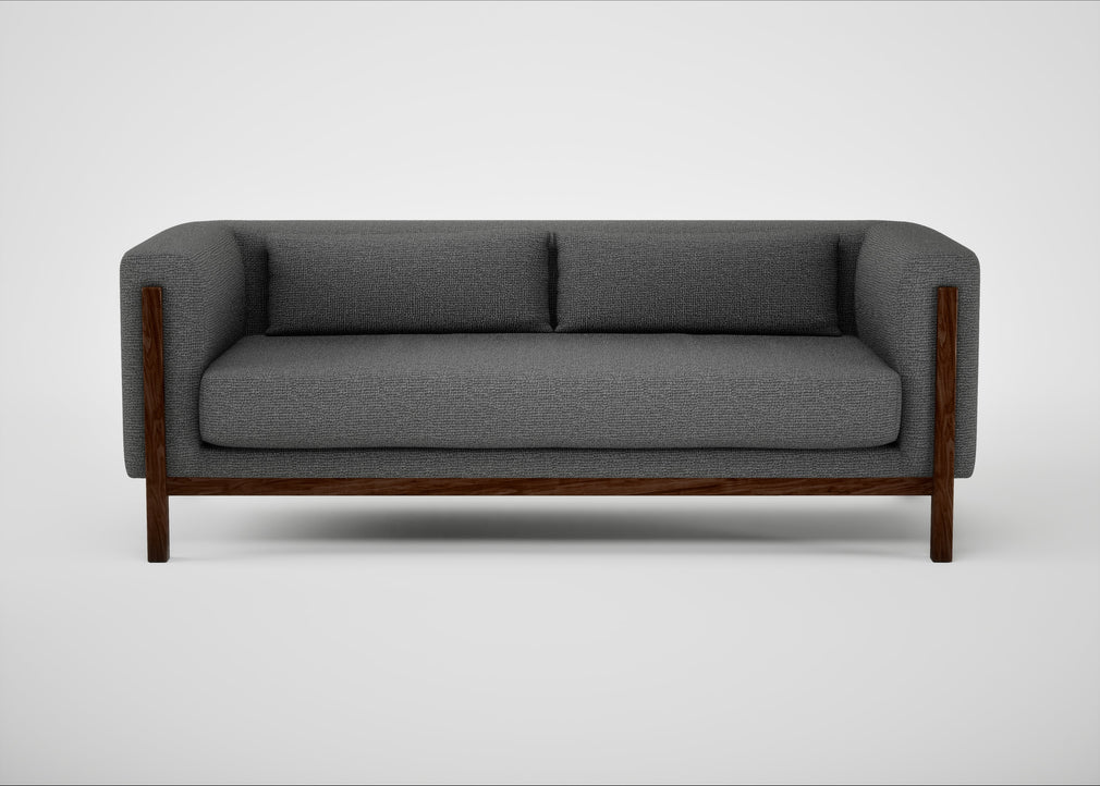 Massimo 3 Seater Sofa Tundra Texture Pewter / Walnut
