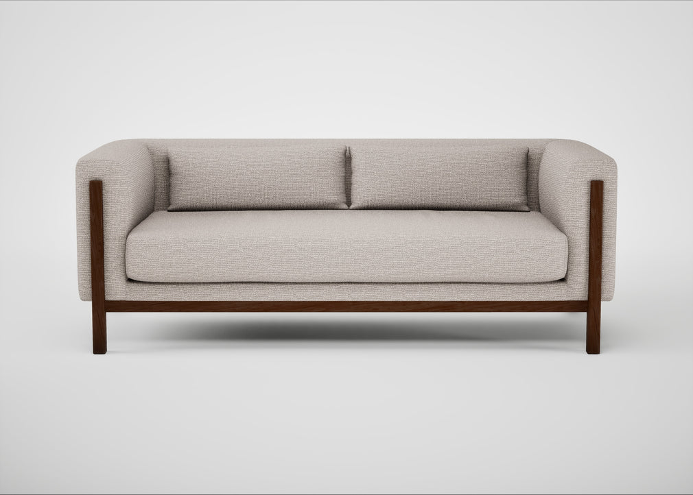 Massimo 3 Seater Sofa Tundra Texture Stone / Walnut