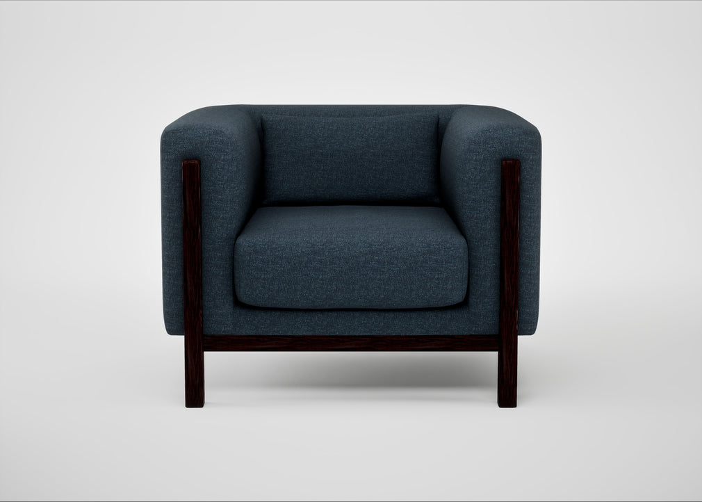 Massimo Armchair Siena Cotton Deep Sea / Black Ash