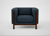Massimo Armchair Siena Cotton Deep Sea / Walnut
