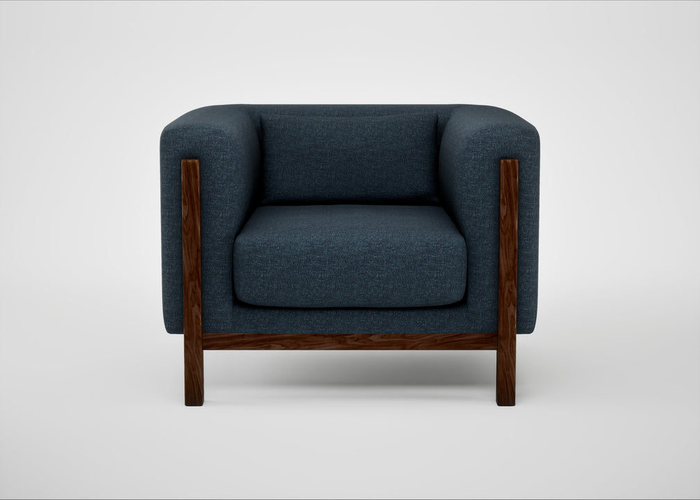 Massimo Armchair Siena Cotton Deep Sea / Walnut