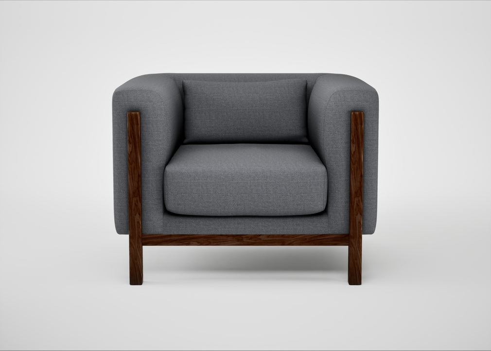 Massimo Armchair Siena Cotton Shale Grey / Walnut
