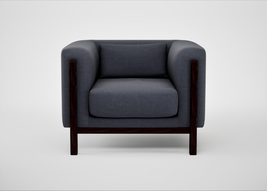 Massimo Armchair Luxury Leather Anthracite / Black Ash